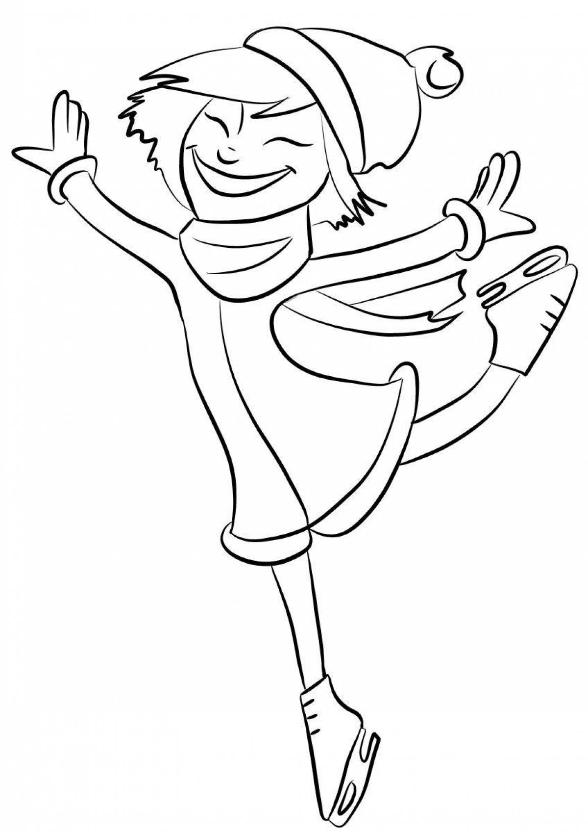 Playful skater coloring page for kids