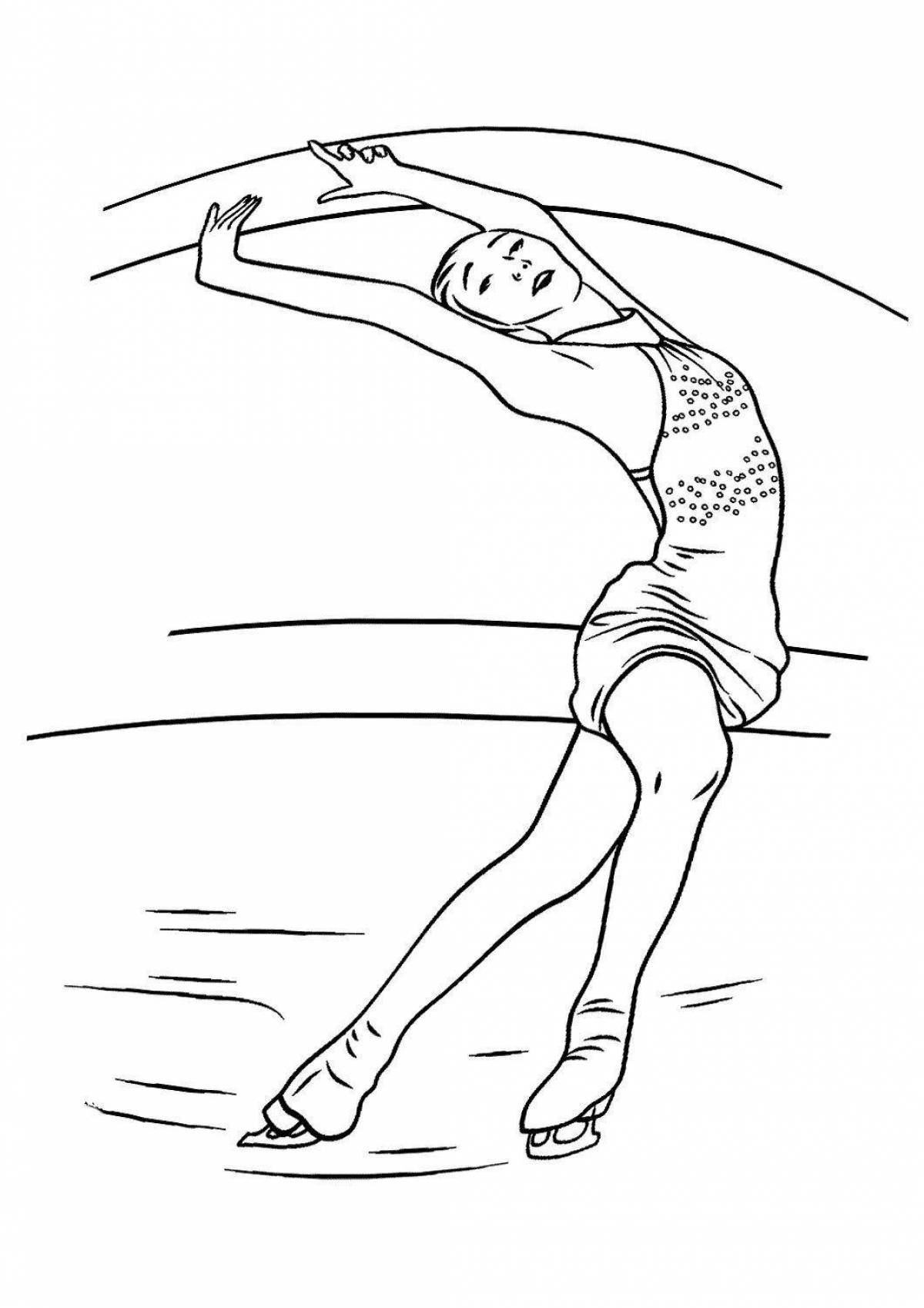 Charming figure skater coloring book for kids