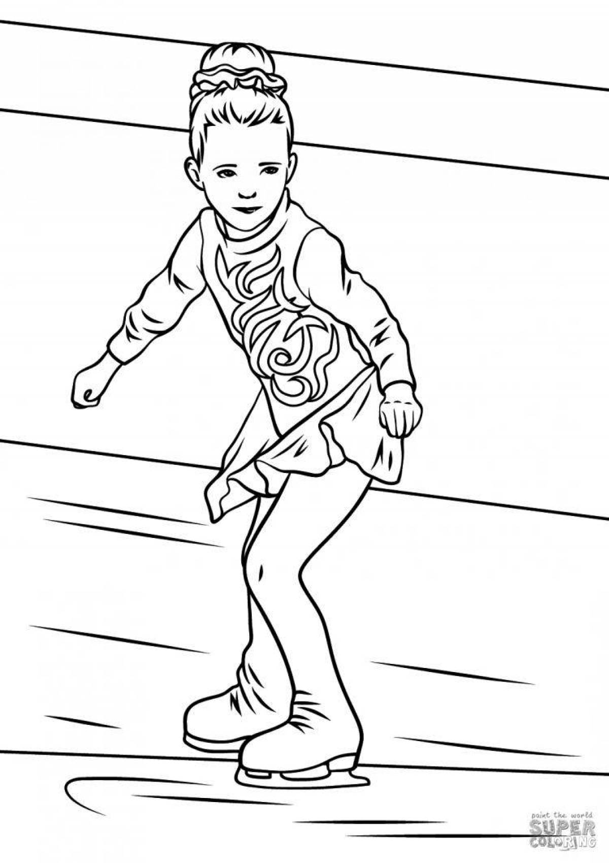 Outstanding figure skater coloring page for kids