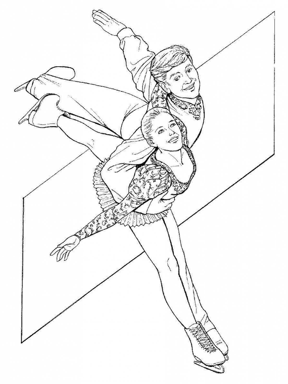Amazing figure skater coloring page for kids
