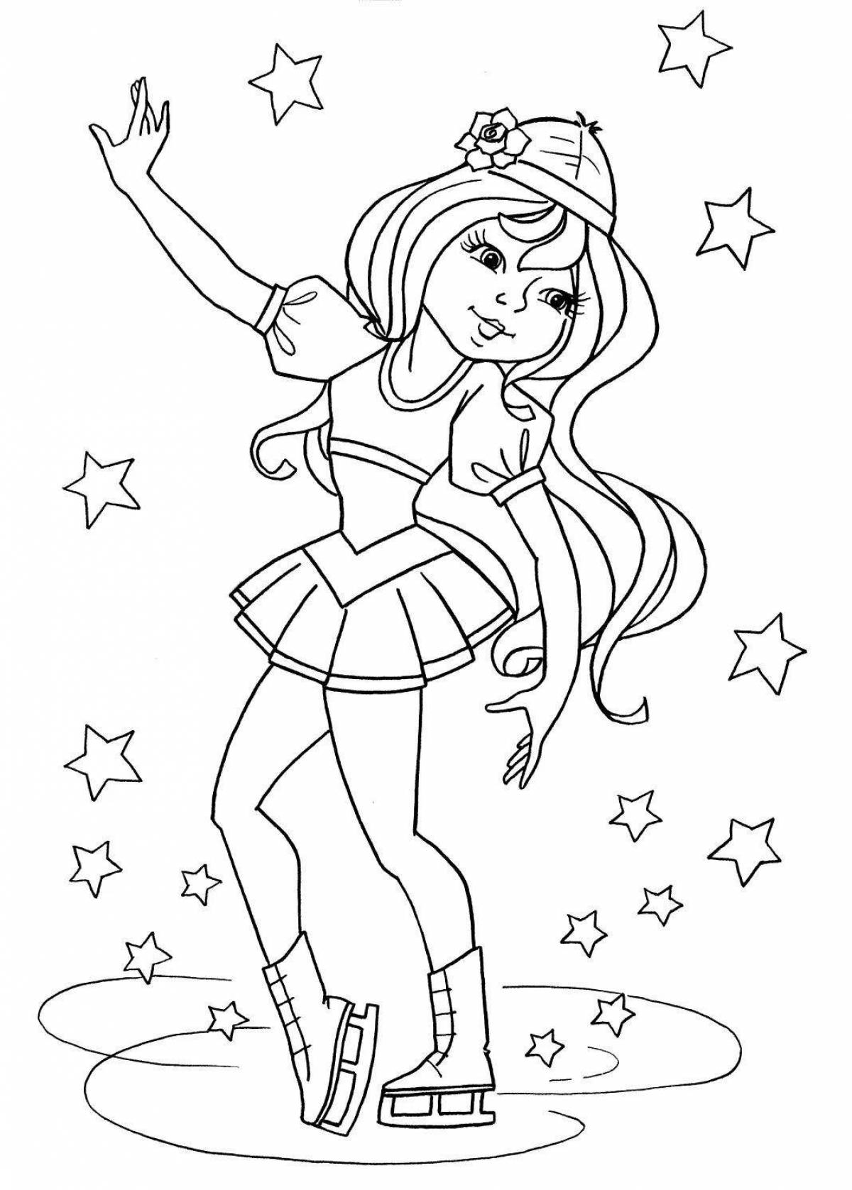 Adorable skater coloring page for kids