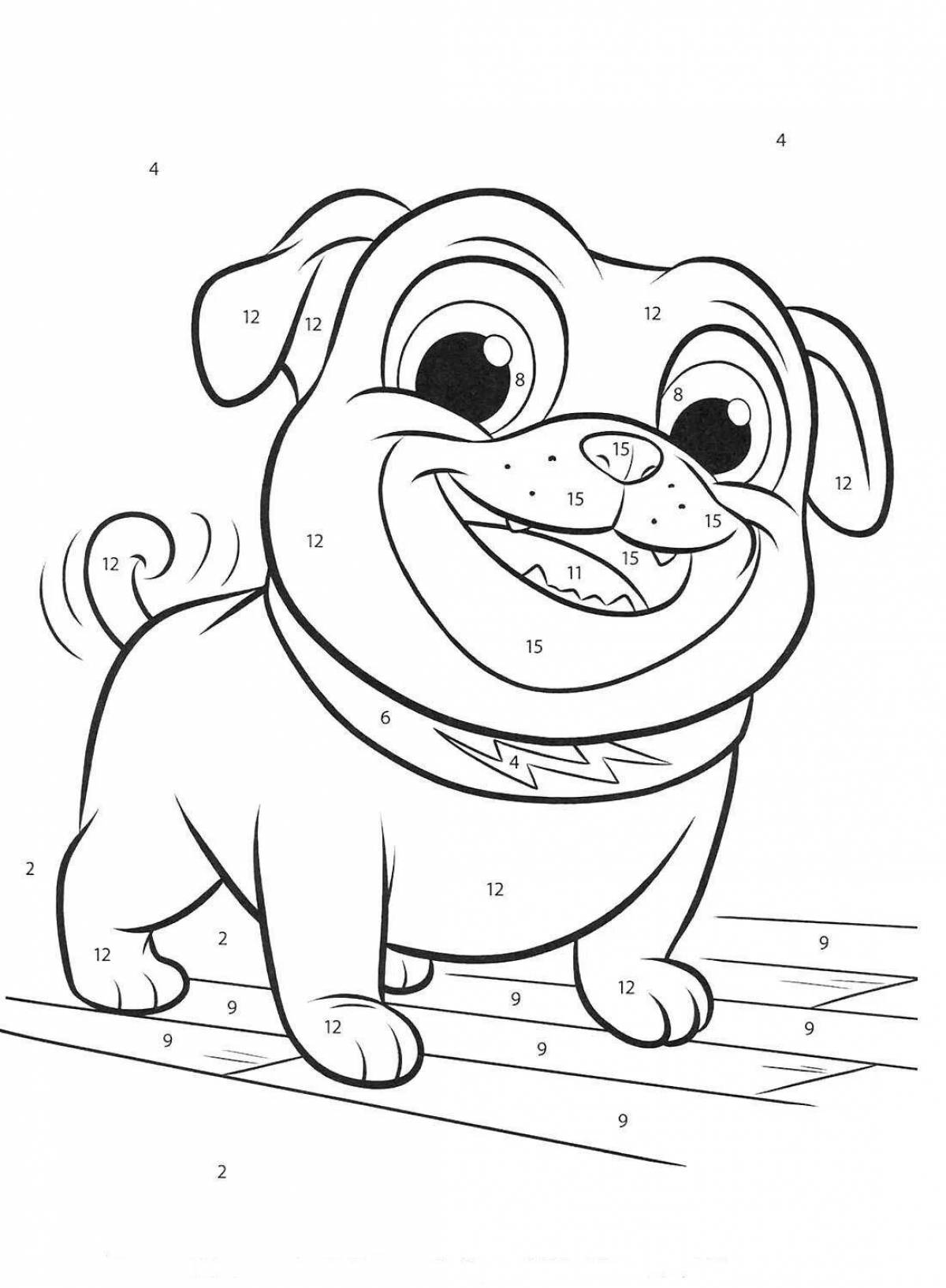 Coloring page funny pug for kids