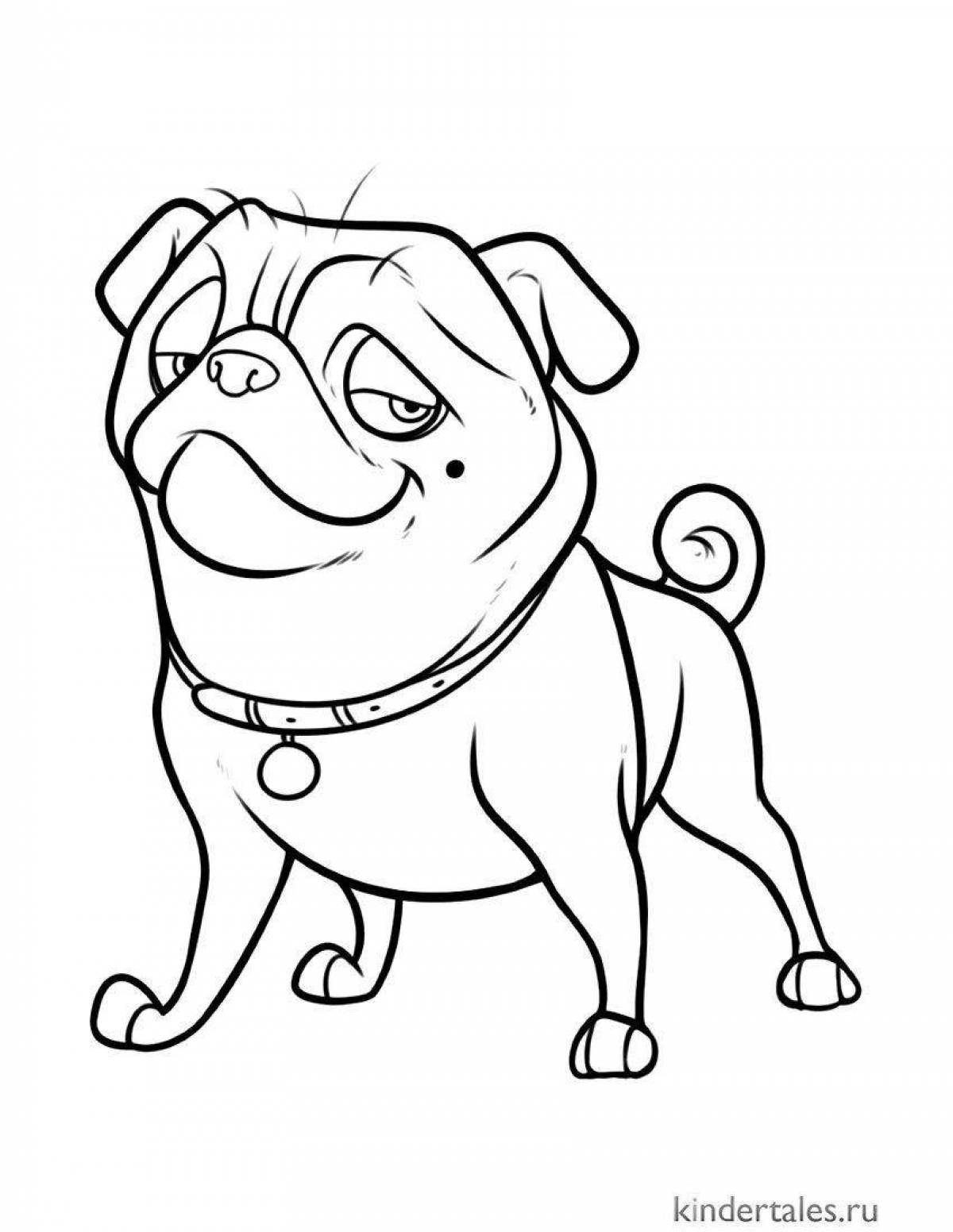 Playful pug coloring page for kids
