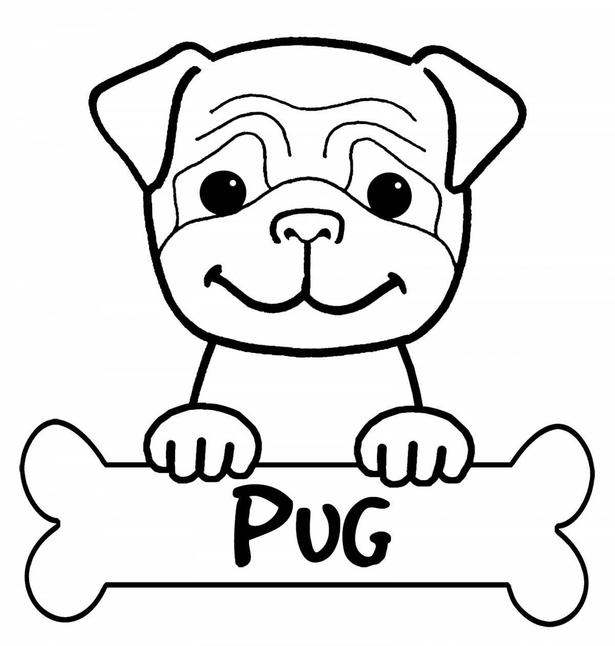 Colorful pug coloring page for kids