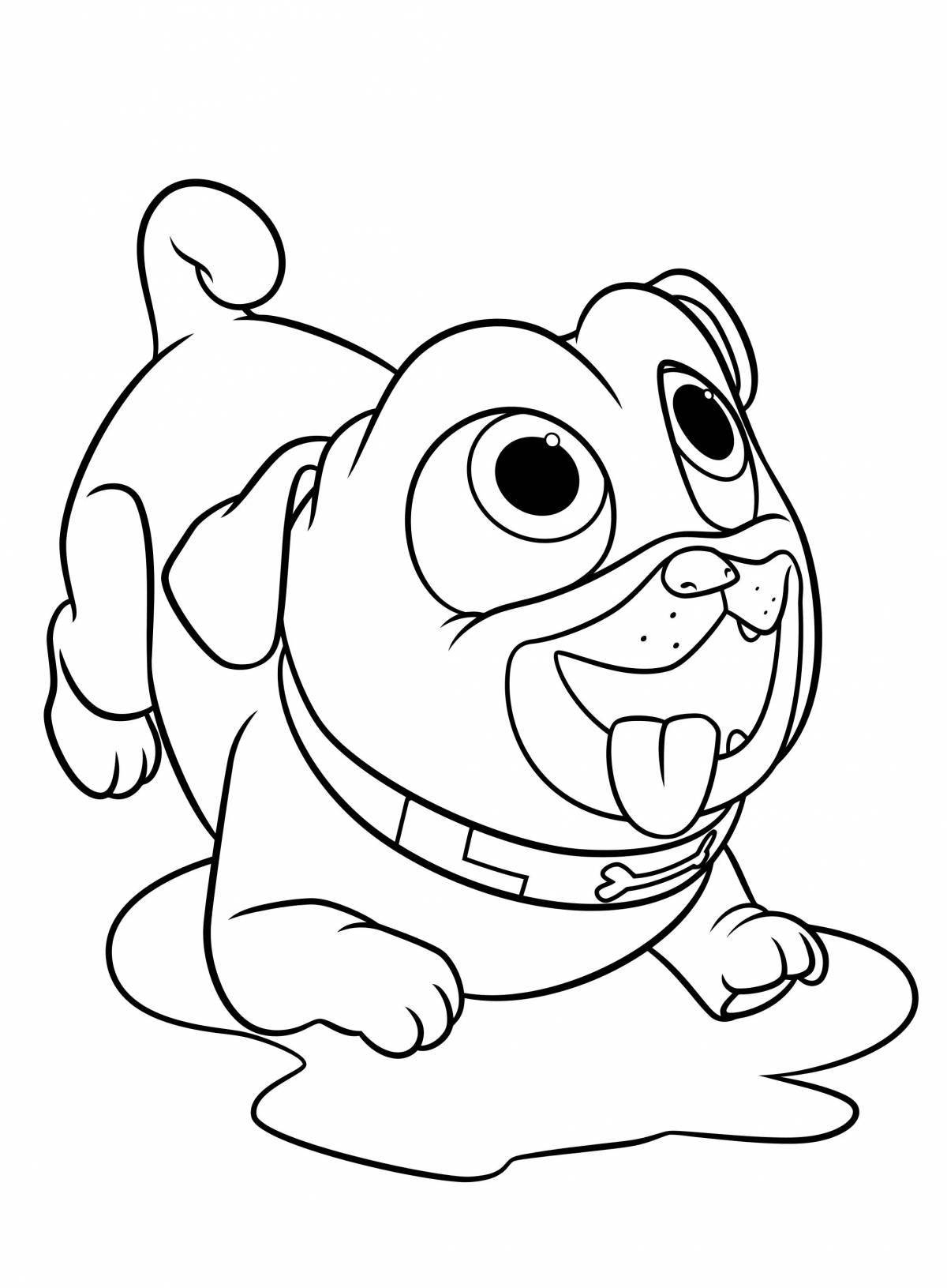 Attractive pug coloring book for kids