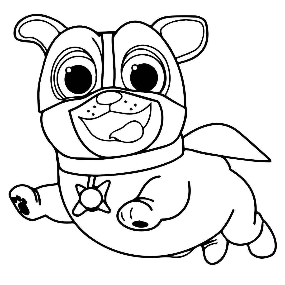 Humorous pug coloring for kids