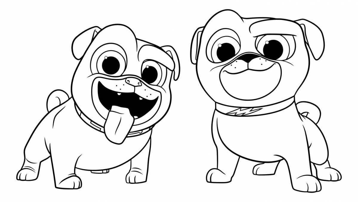 Awesome pug coloring page for kids