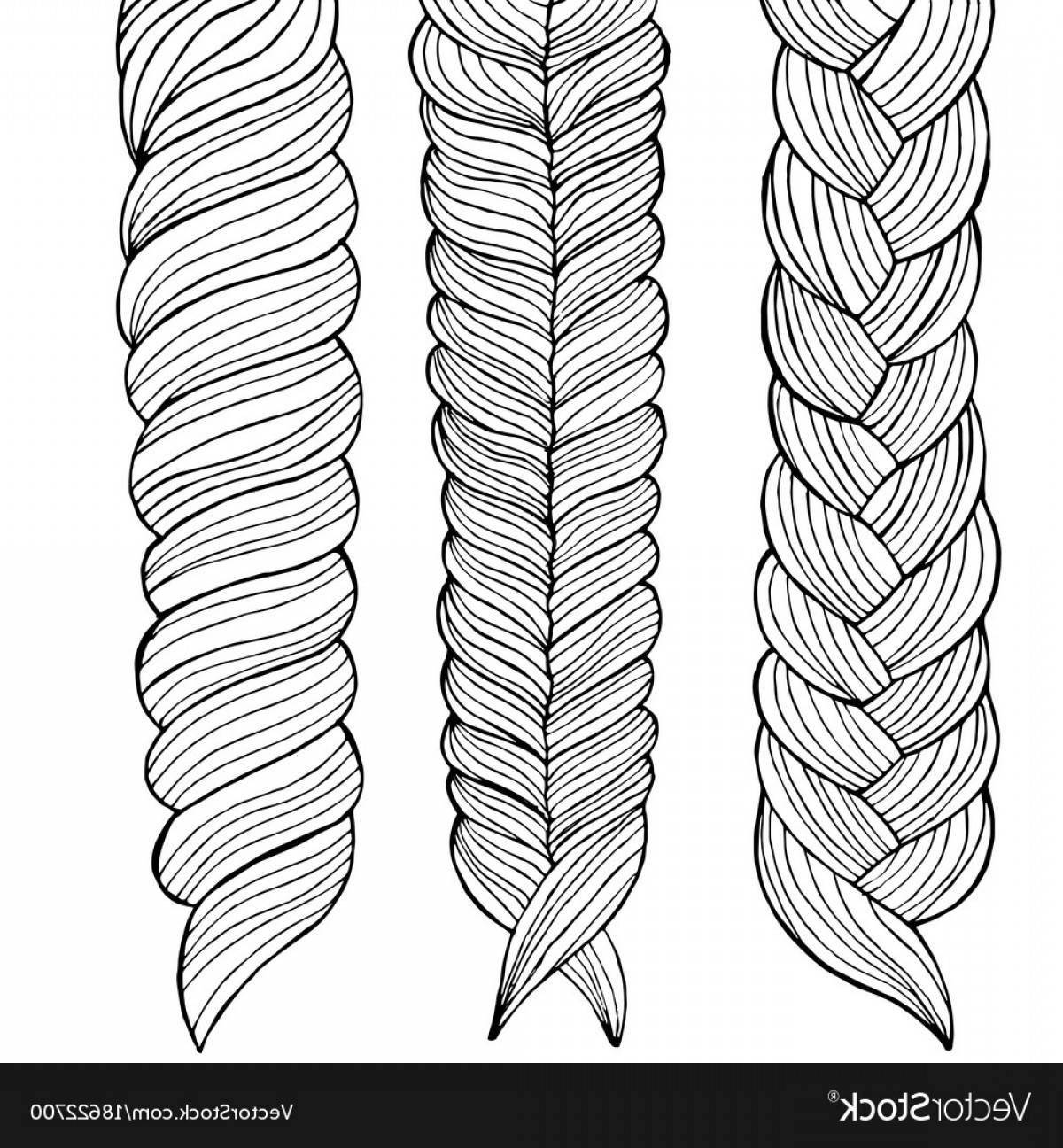 Colorful braid coloring page for kids