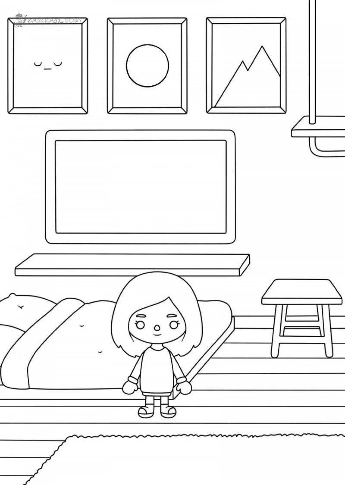 Animated toilet coloring page from current side