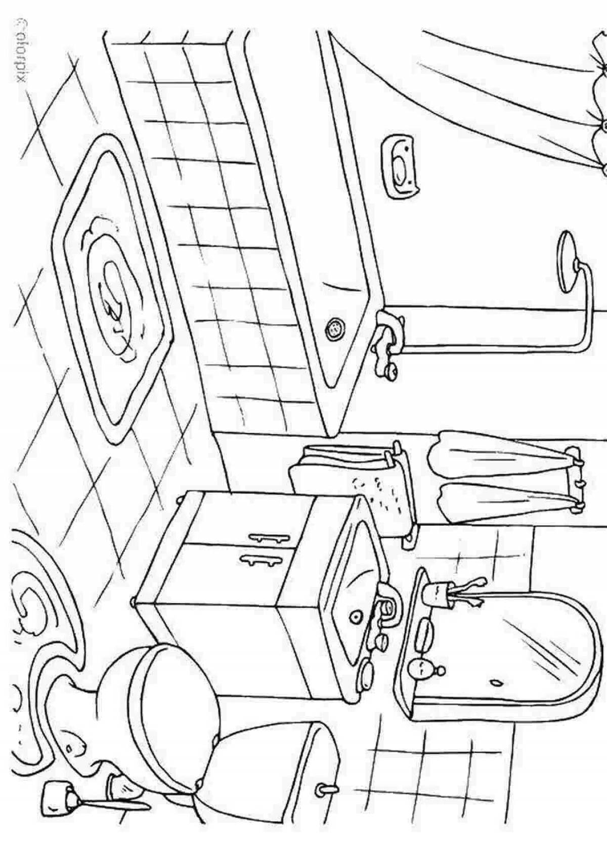 Unique toilet coloring page from current side