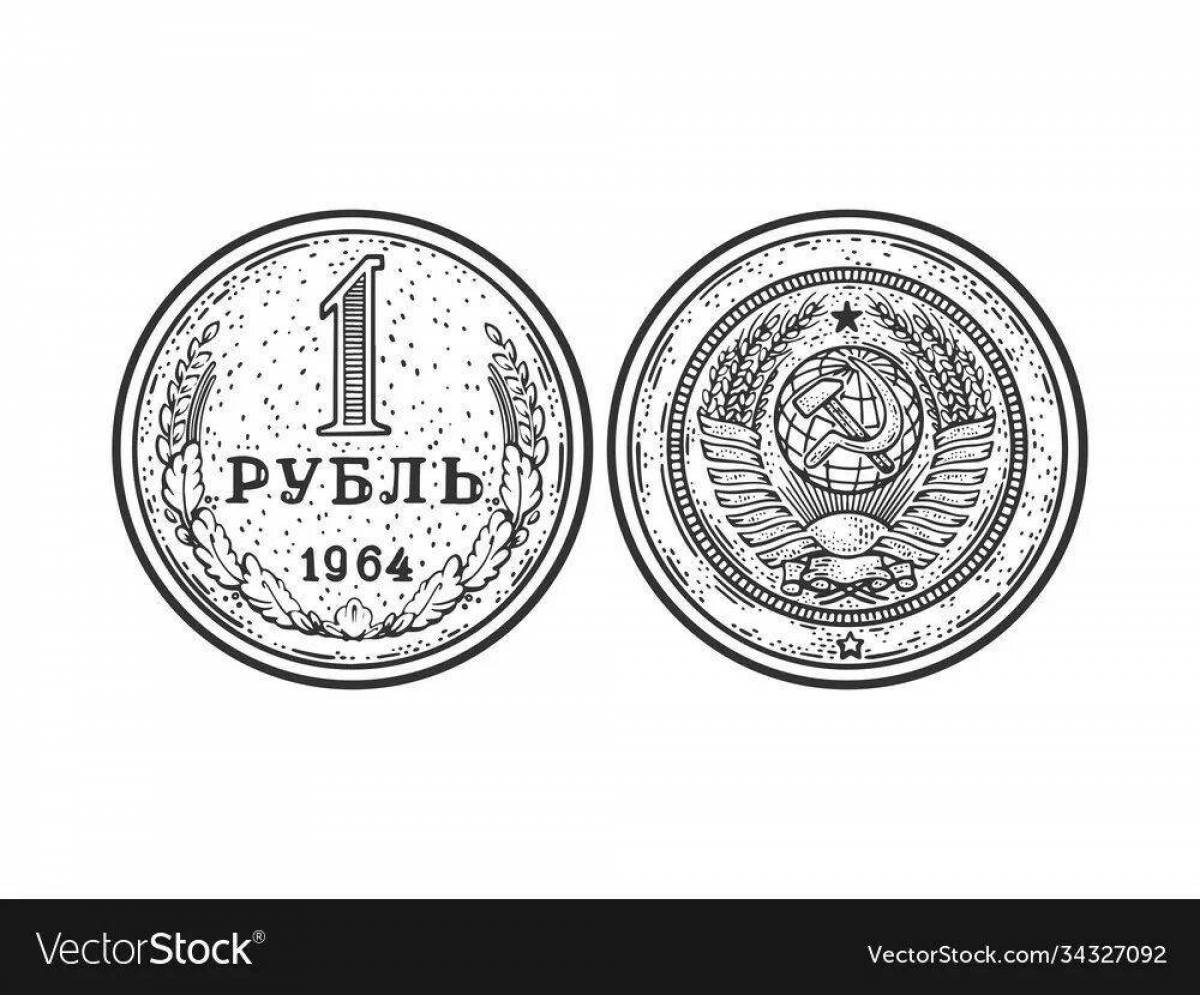 Attractive coloring 10 ruble coin