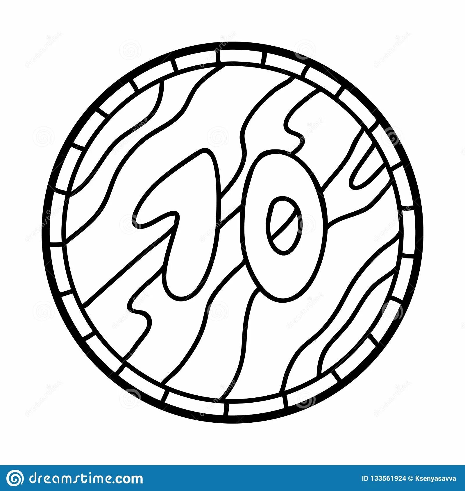 Coloring page playful coin 10 rubles