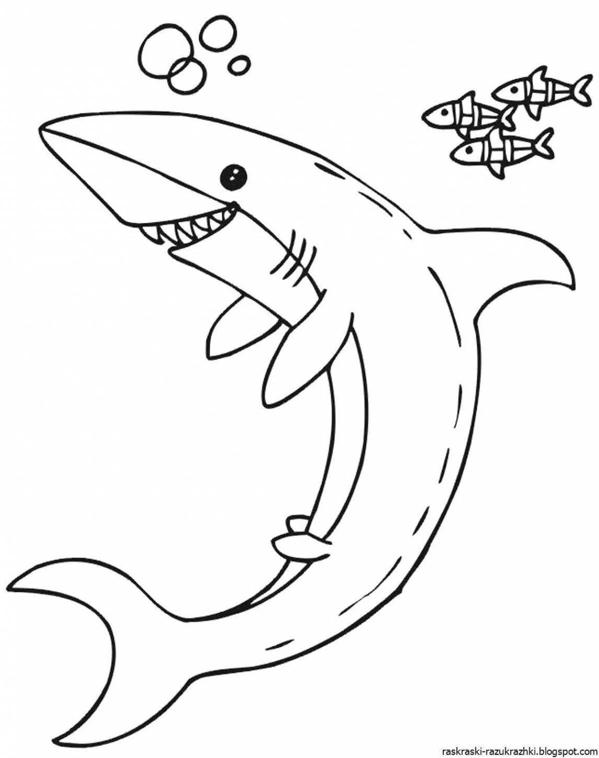 Colored explosive shark coloring book for kids