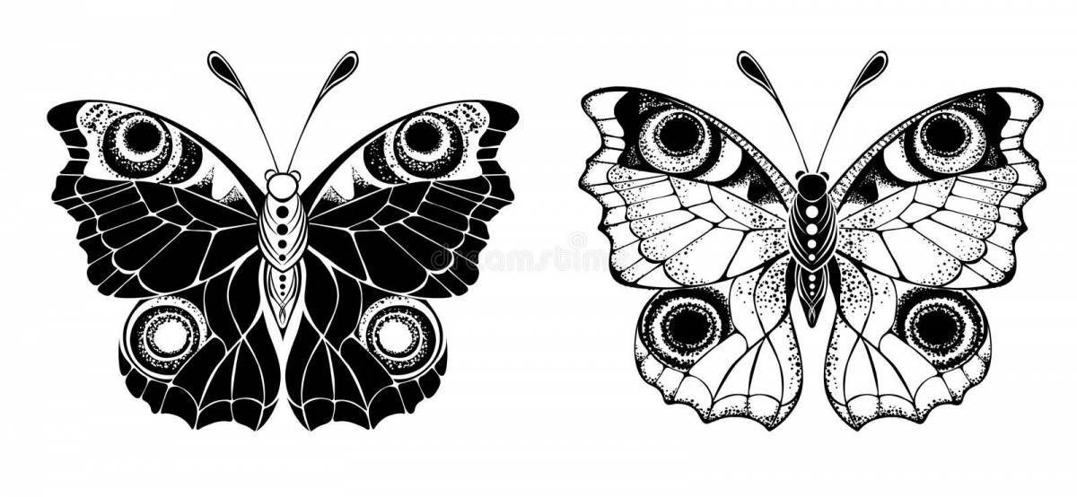 Великолепная раскраска бабочка-павлин