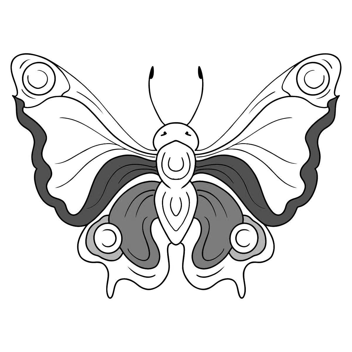 Изысканная раскраска бабочка-павлин