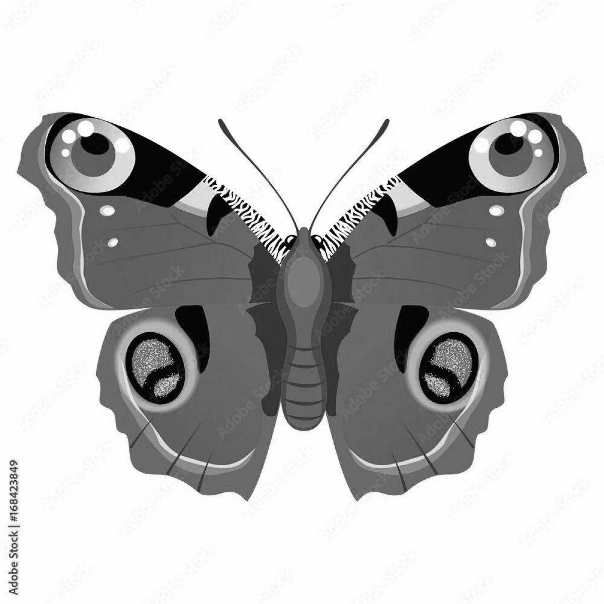Красочная раскраска бабочка-павлин