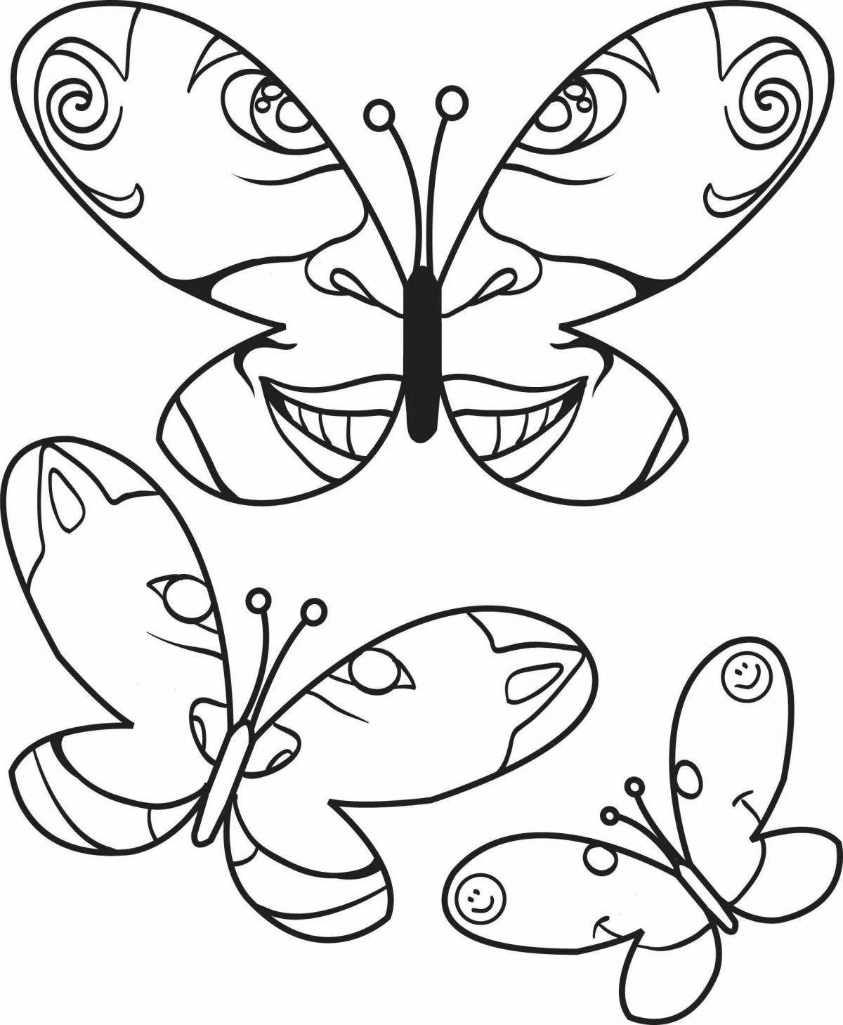 Ярко раскрашенная страница раскраски бабочка-павлин