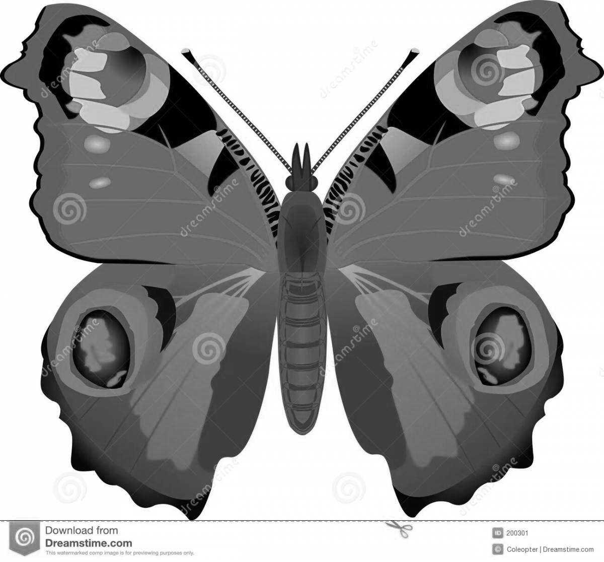 Изящно раскрашенная страница раскраски павлиньей бабочки