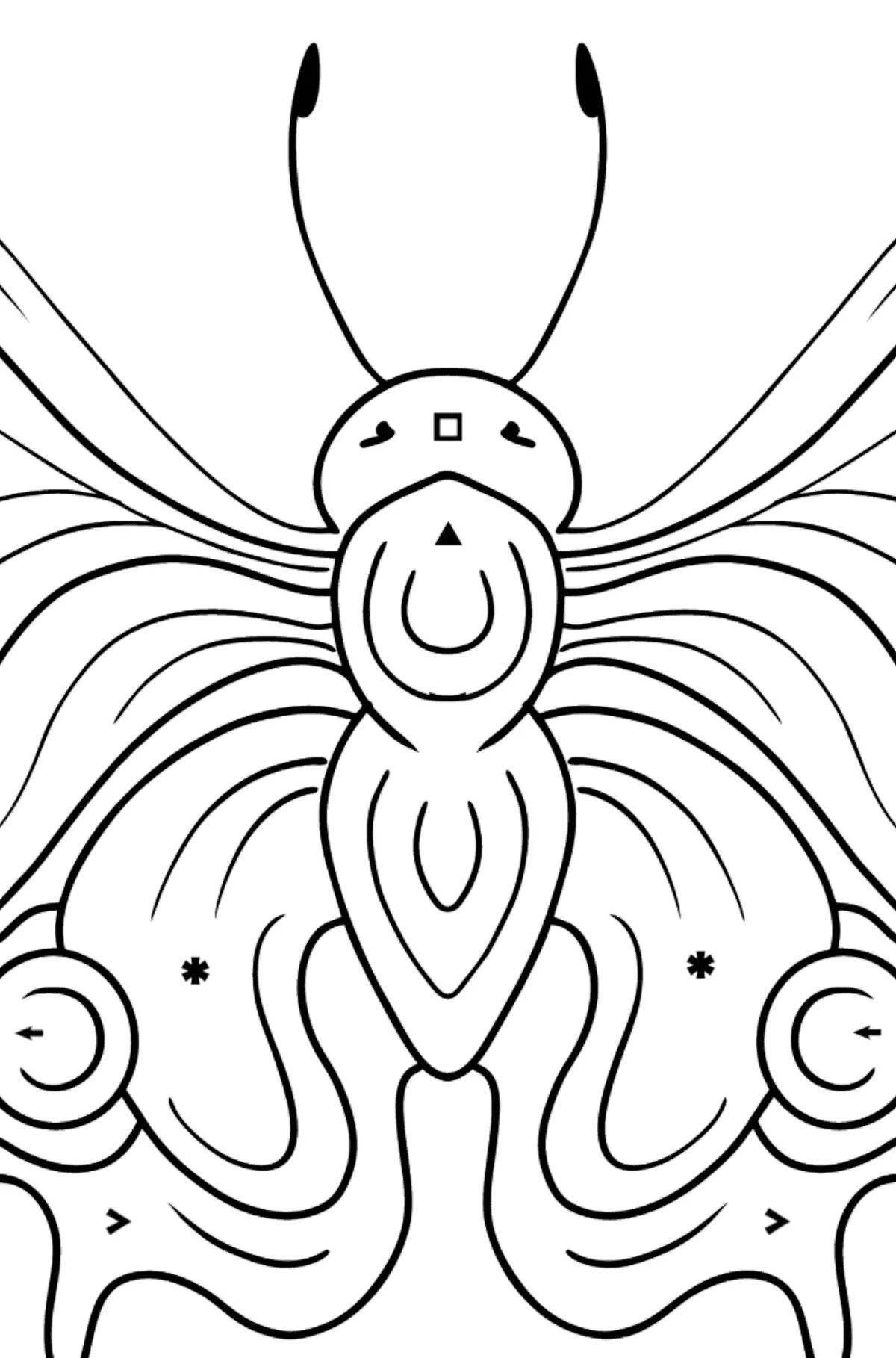 Буйно раскрашенная страница раскраски бабочка-павлин