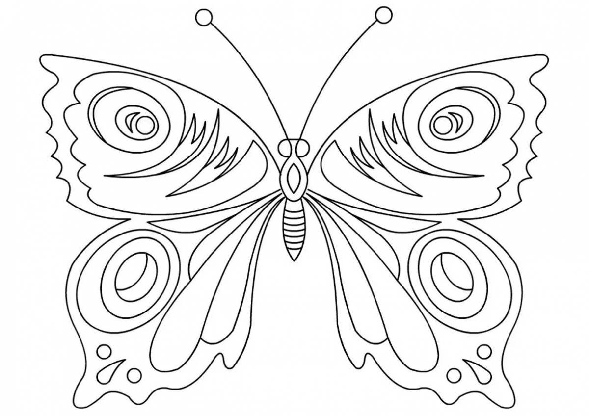Веселая раскраска бабочка-павлин