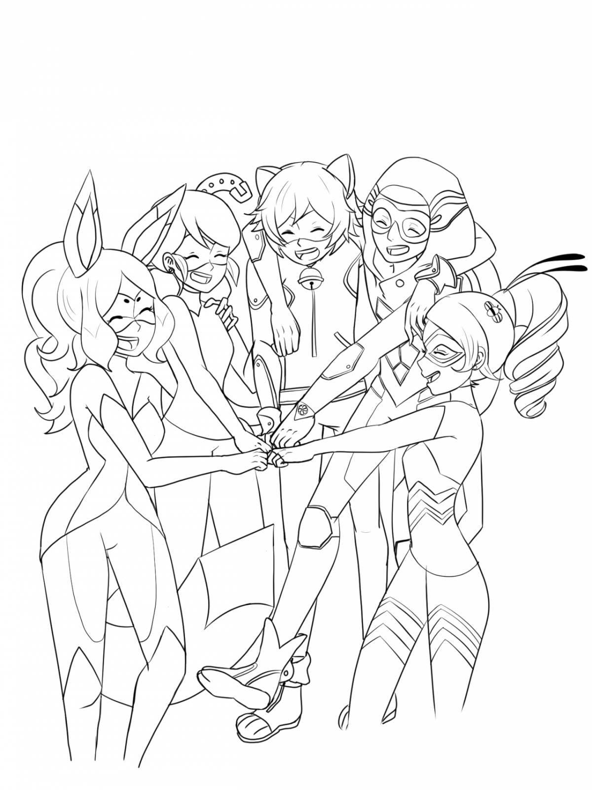 Coloring book peaceful Mayura and hawk