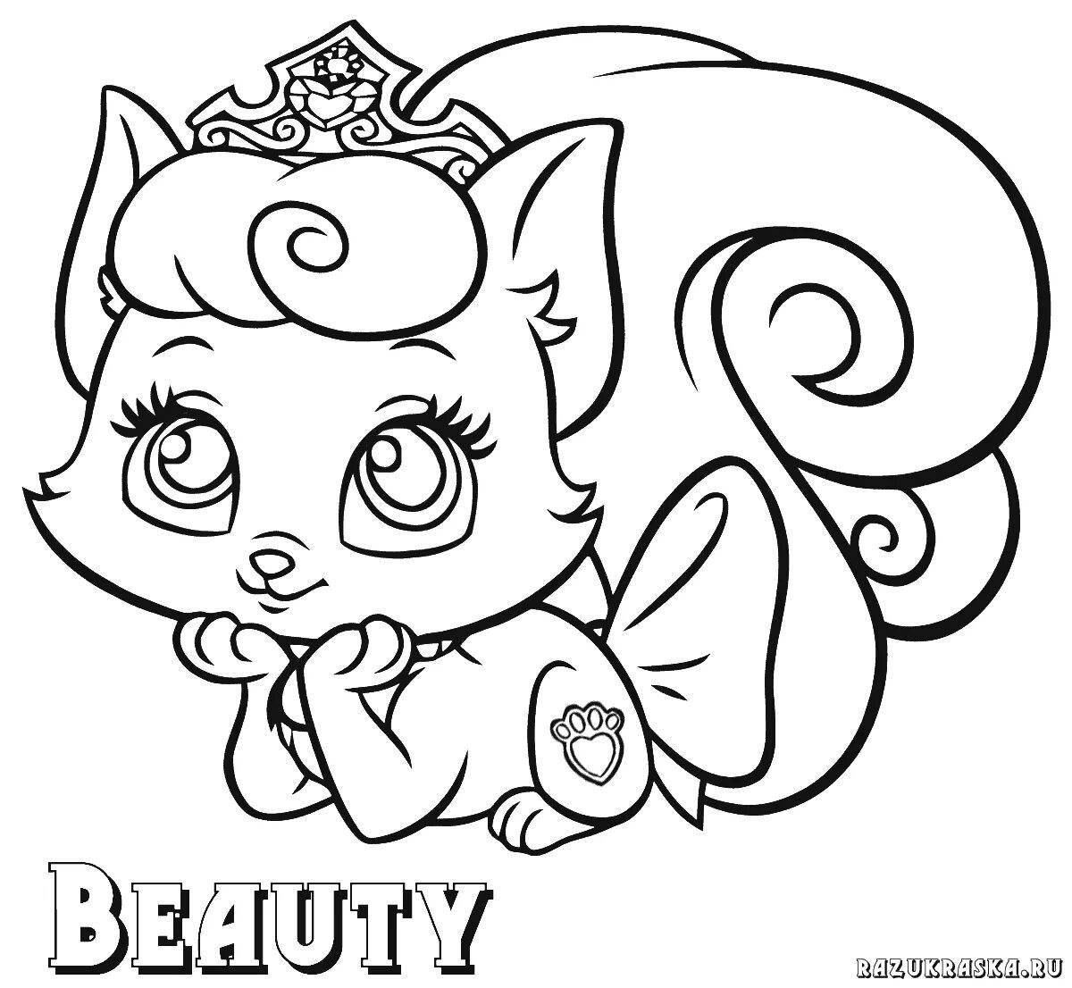 Coloring page majestic cat with a crown