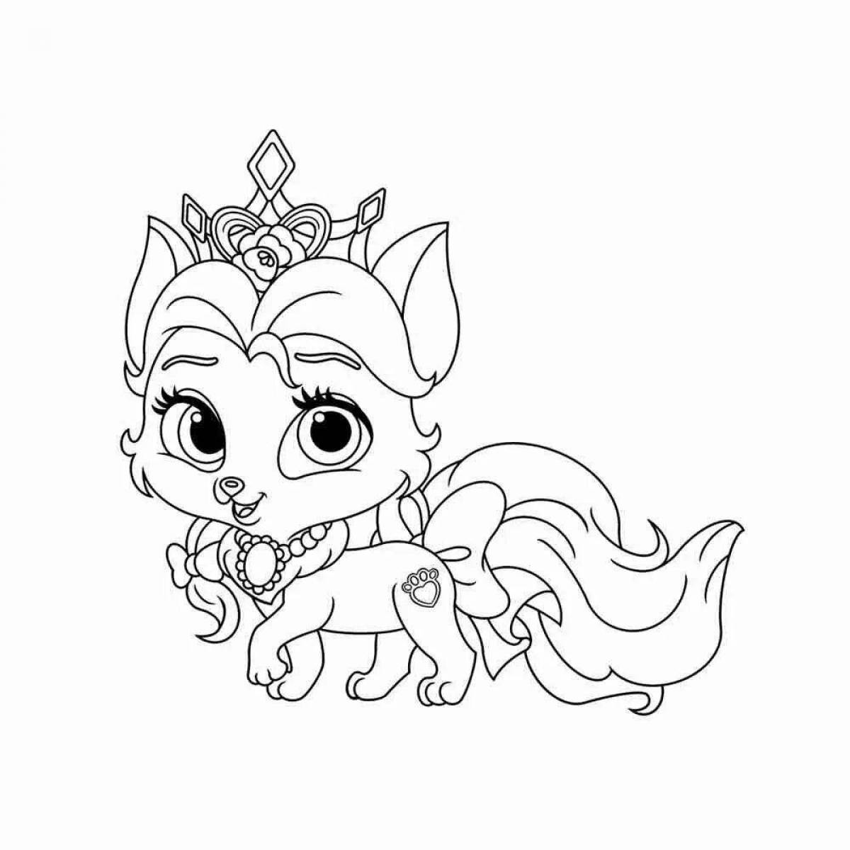Coloring page gorgeous cat with a crown