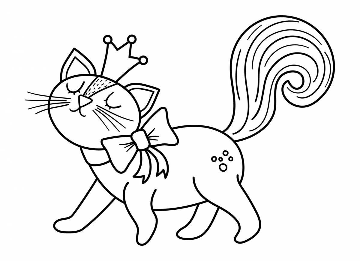 Coloring page exquisite cat with a crown