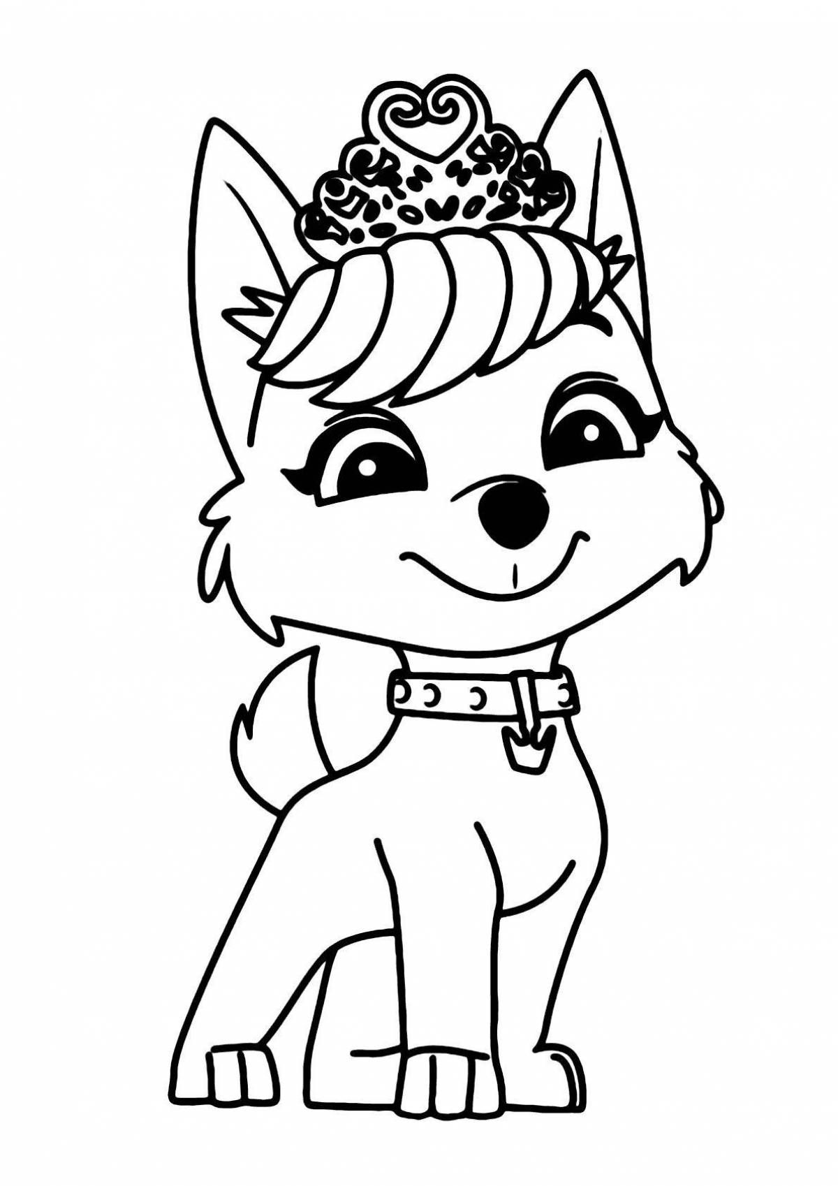 Coloring book shining cat with a crown