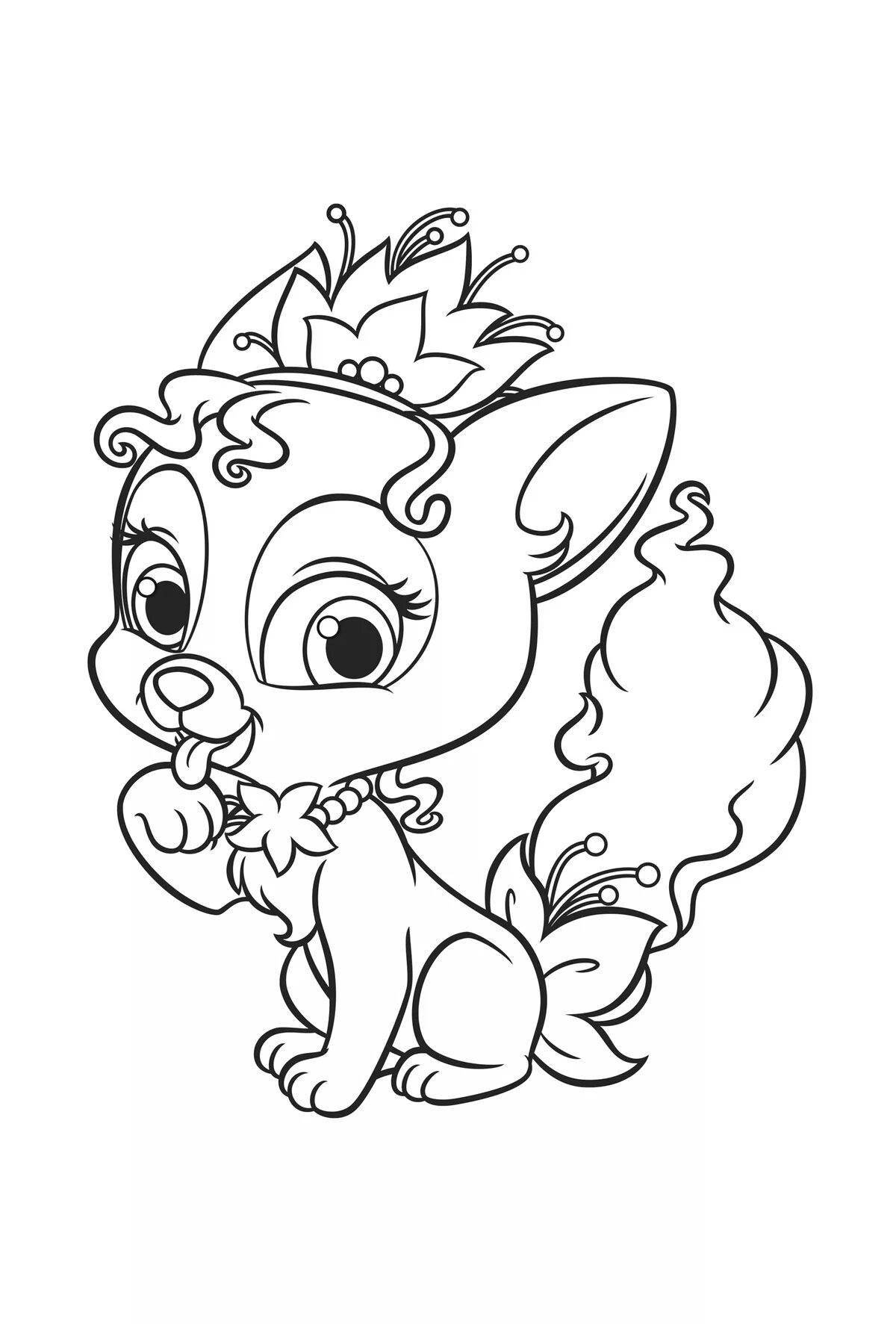 Coloring book noble cat with a crown