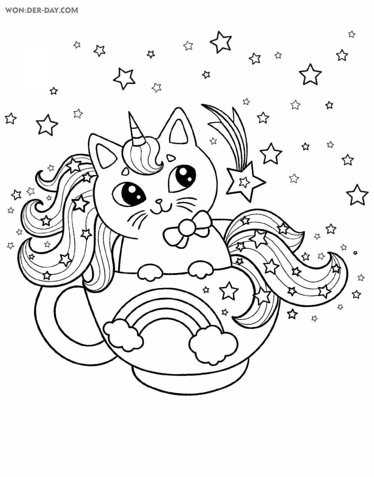 Coloring page glamor cat with a crown