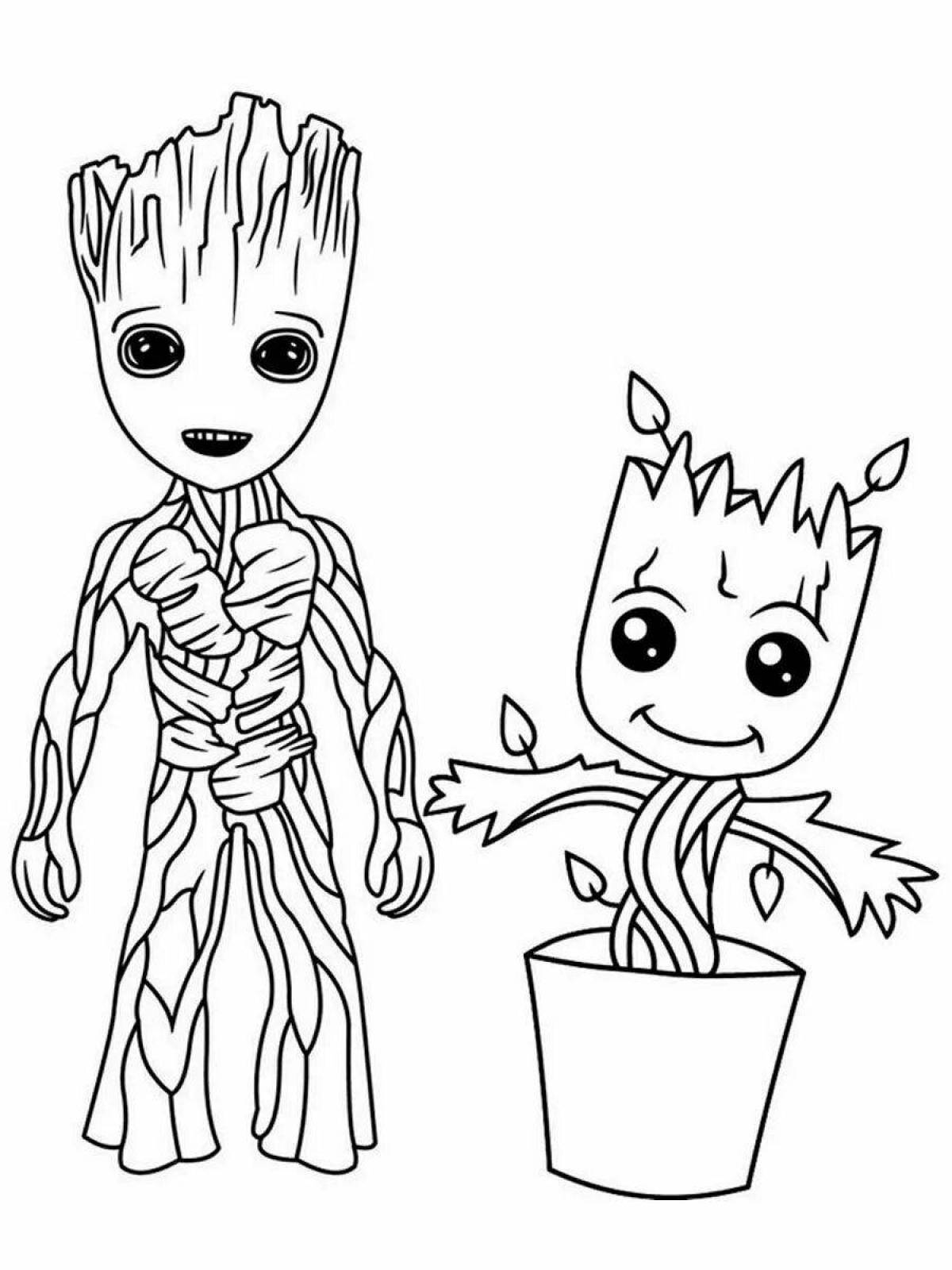 Groot and raccoon coloring book