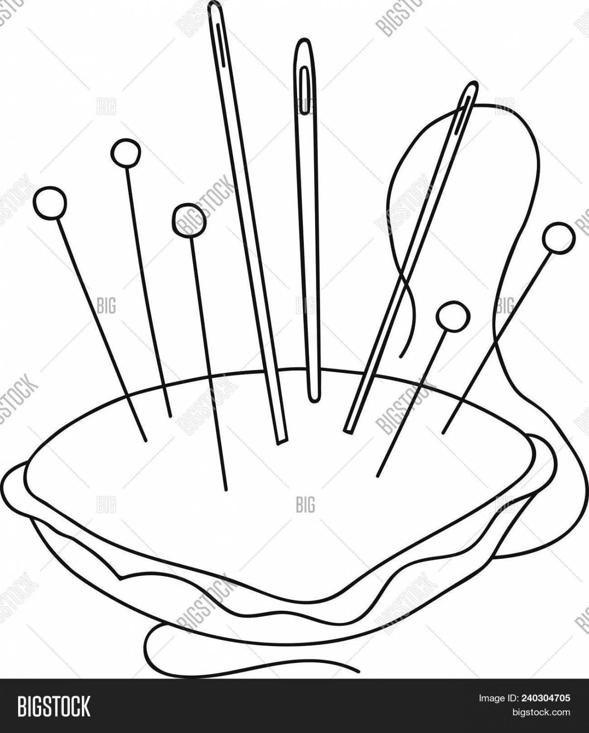 Creative needle coloring page for kids