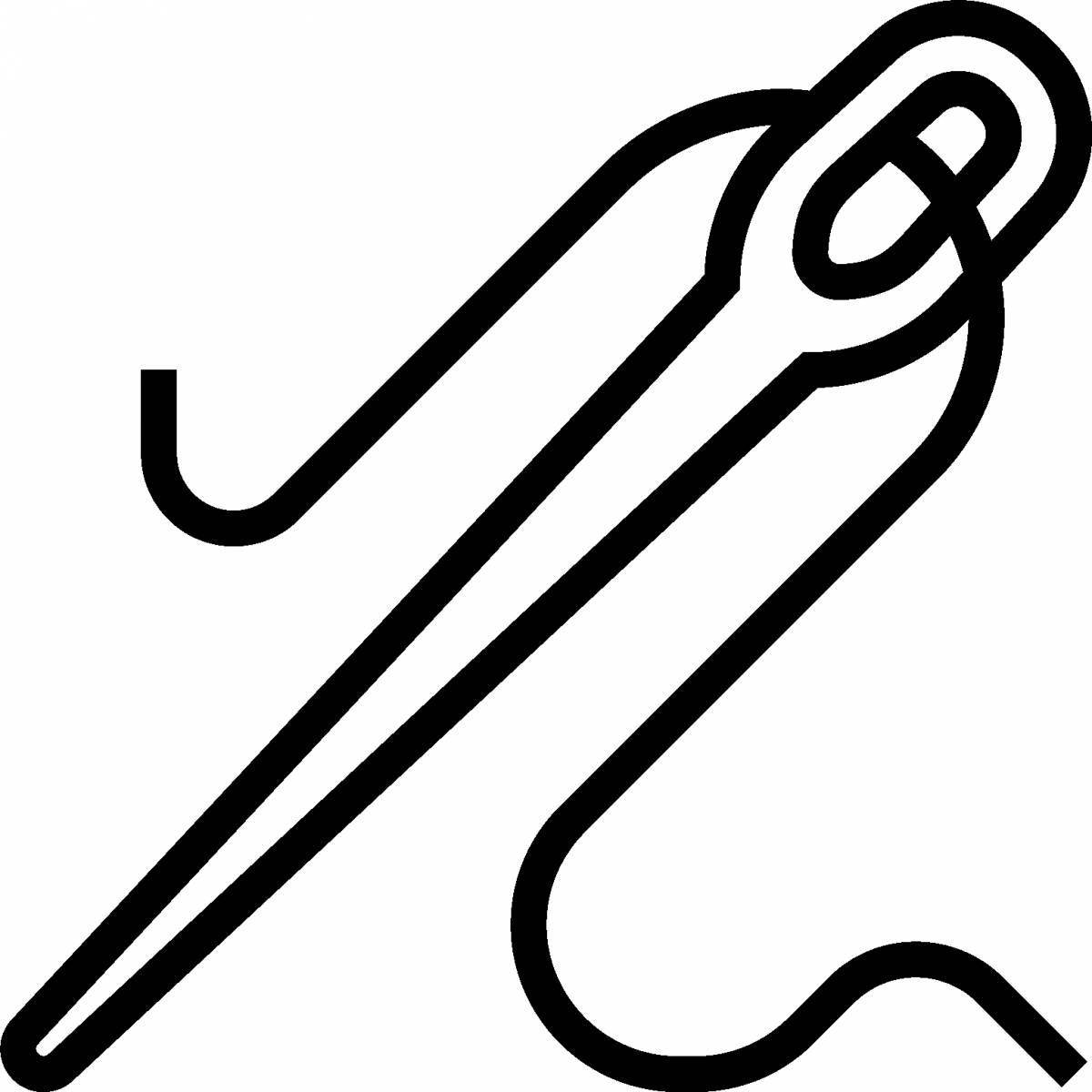Interesting needle coloring page for kids