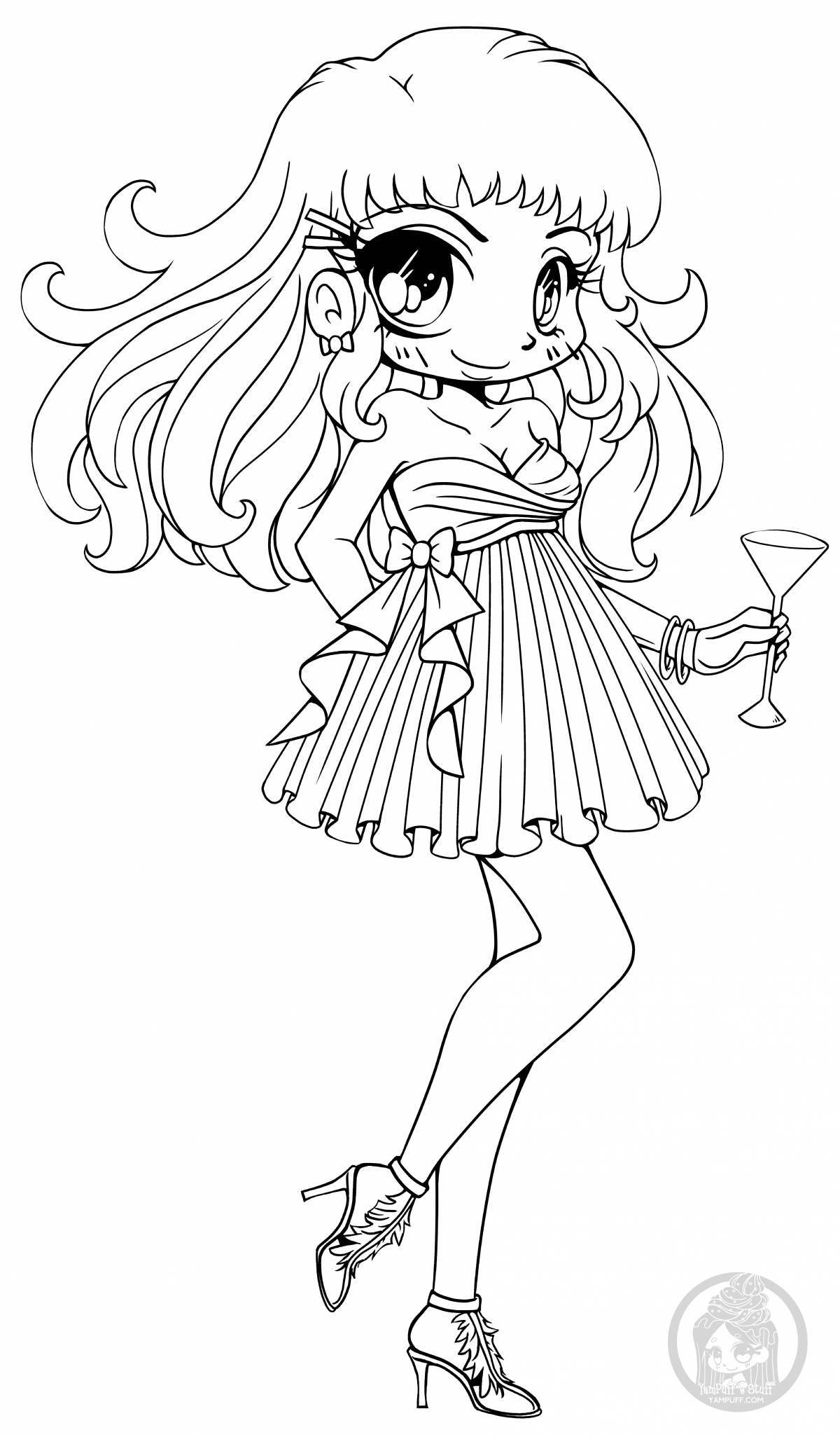 Small coloring pages with sparkling anime girls