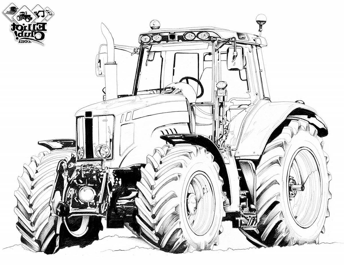 Красочная страница раскраски трактор k 700