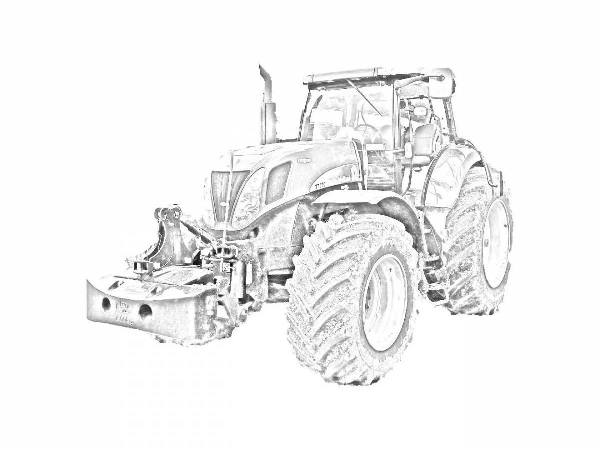 Яркая страница раскраски трактора k 700