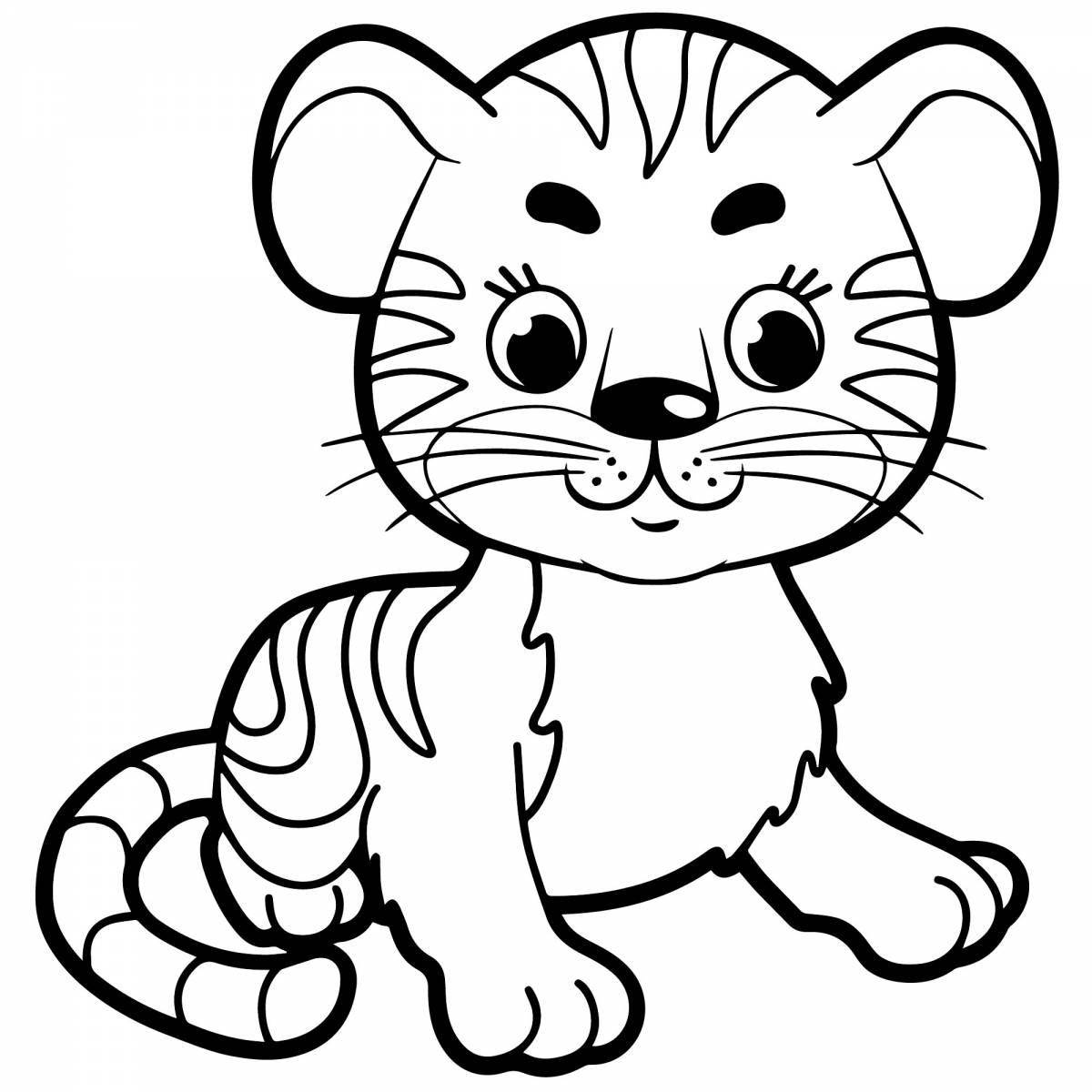 Playful tiger cub coloring page for girls