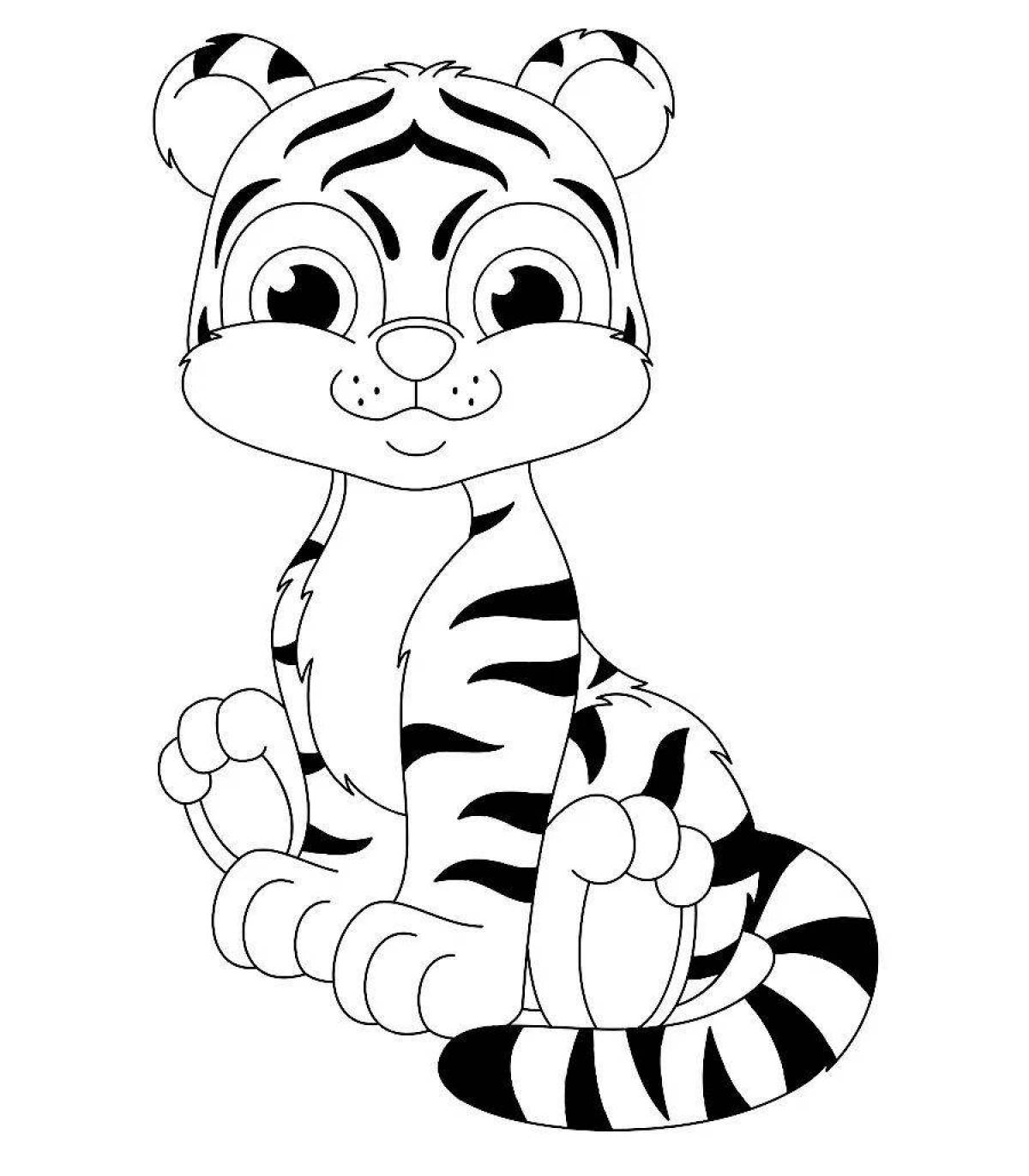 Cheerful tiger cub coloring for girls