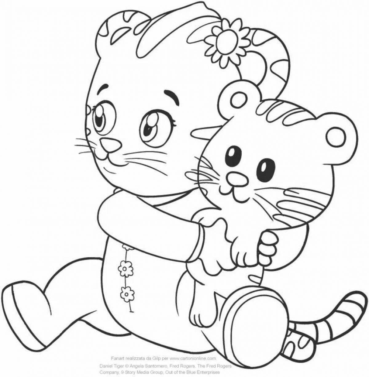 Colorful tiger cub coloring for girls