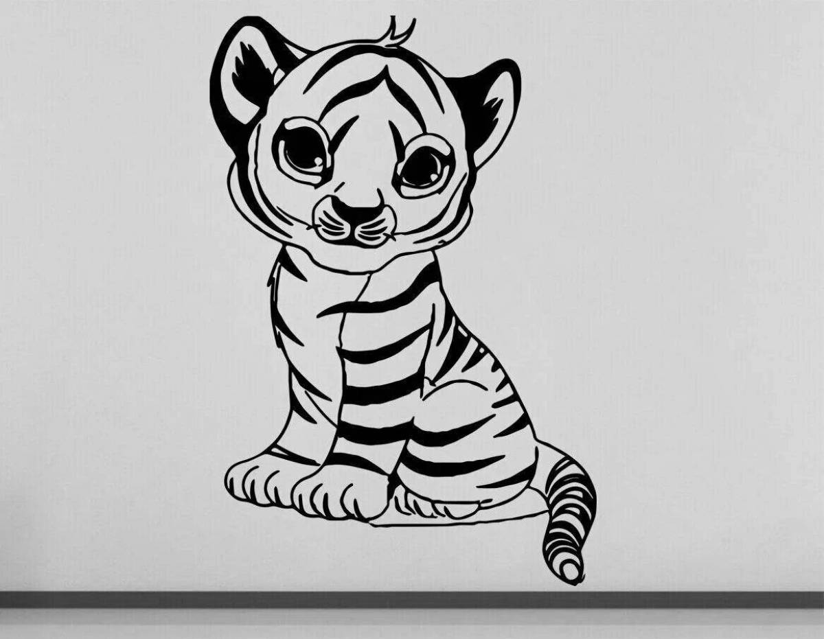 Colouring fluffy tiger cub for girls
