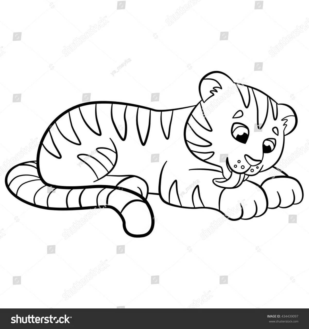 Очаровательная раскраска тигренка для девочек