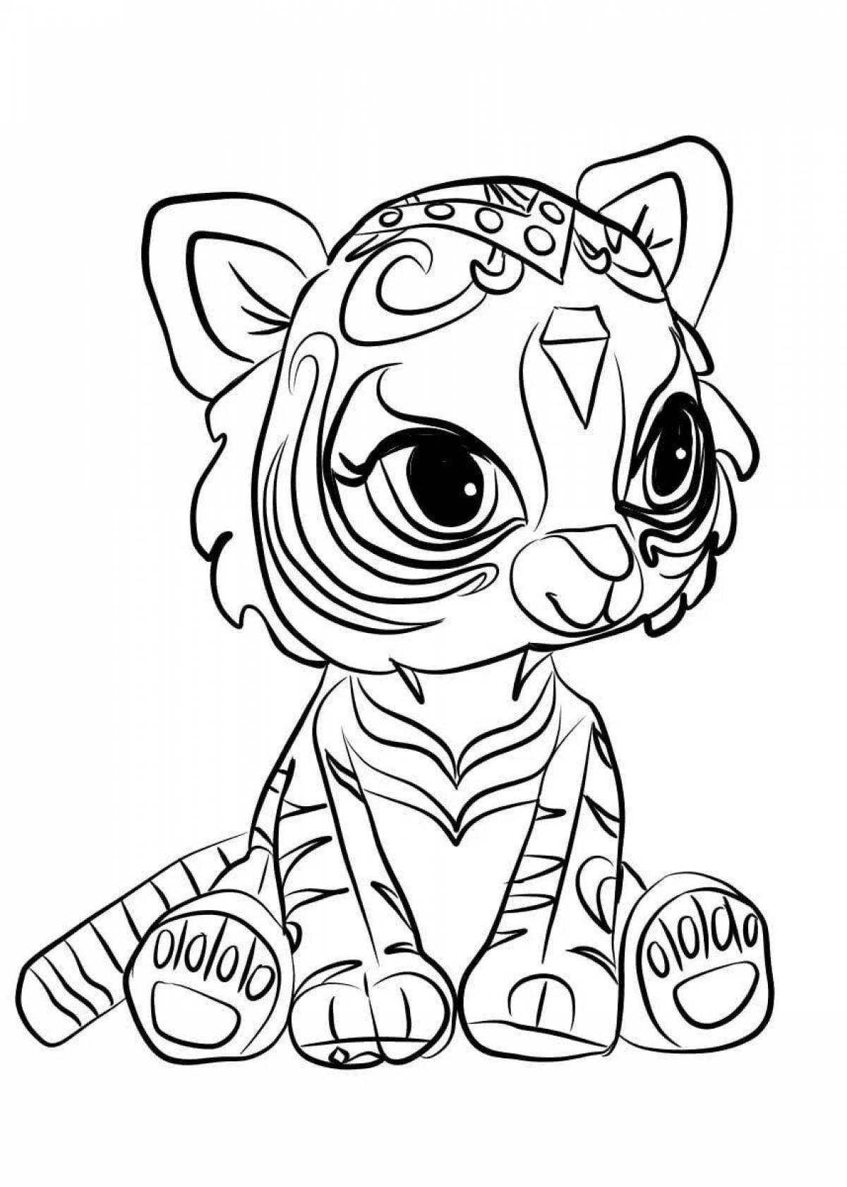 Adorable tiger cub coloring for girls