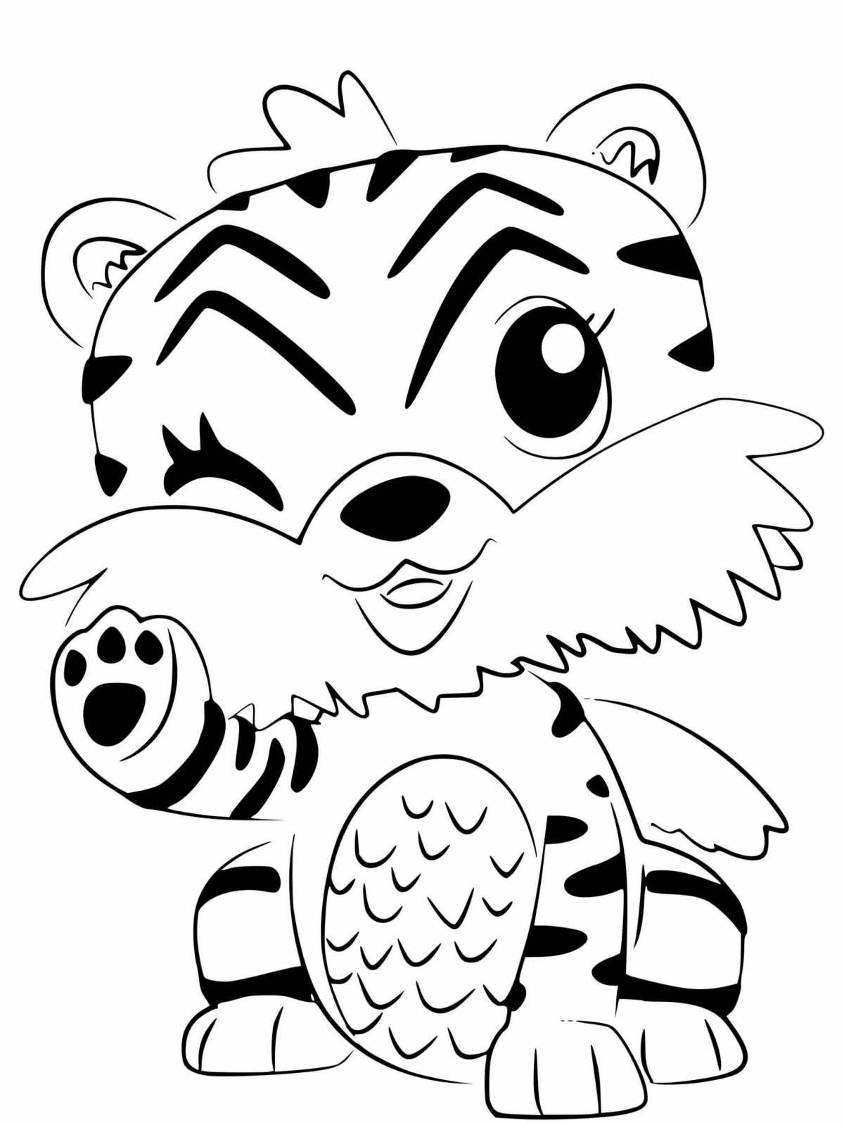 Coloring book inquisitive tiger cub for girls