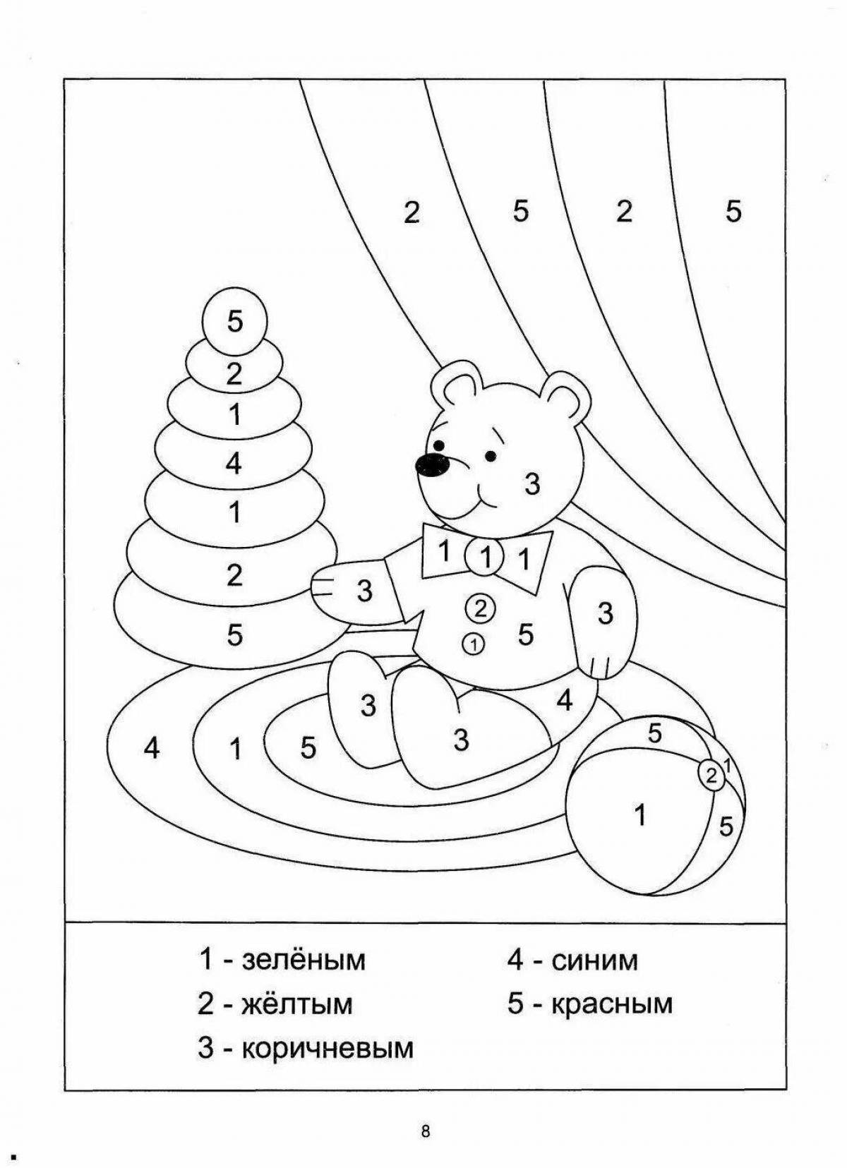 Coloring playful bear by numbers