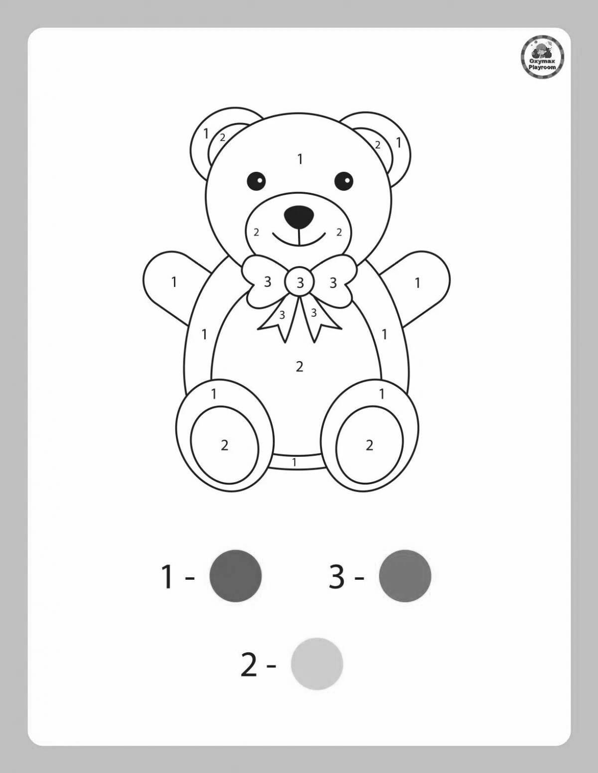 Раскраска fun bear by numbers