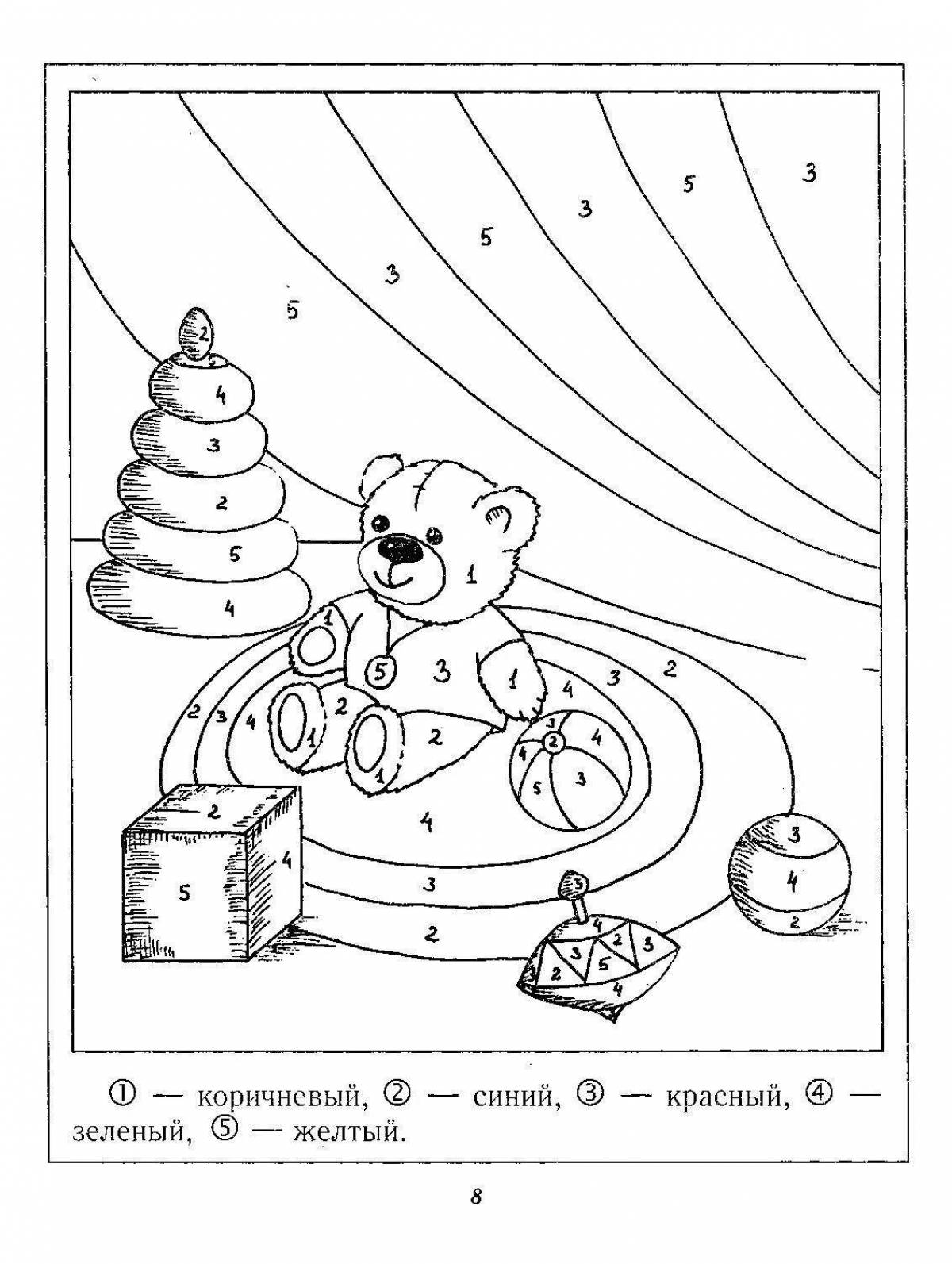 Adorable bear coloring by numbers