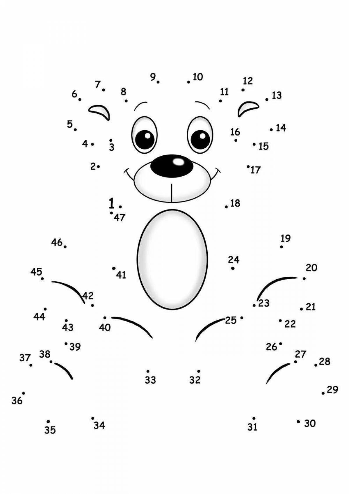 Cute bear by numbers coloring book