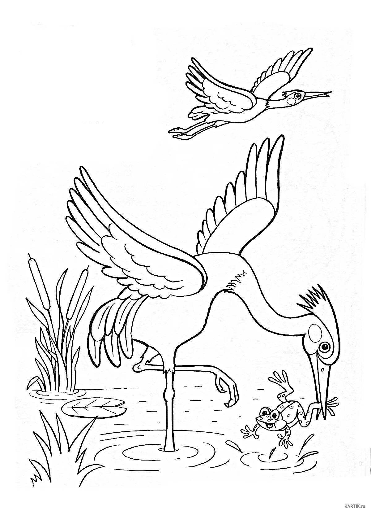 Majestic heron coloring page