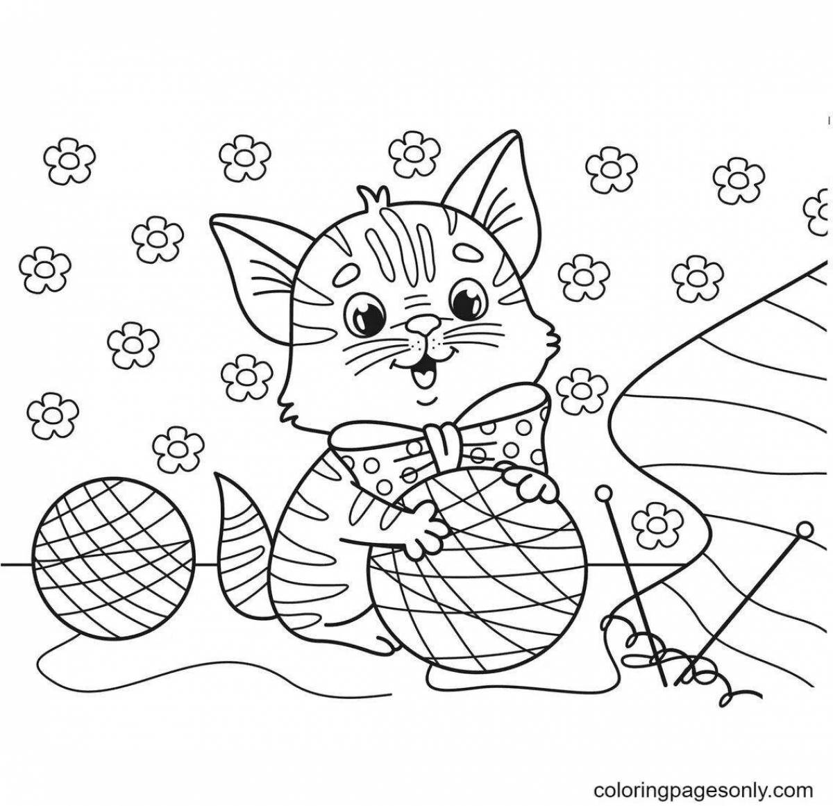 Playful kitty coloring by numbers